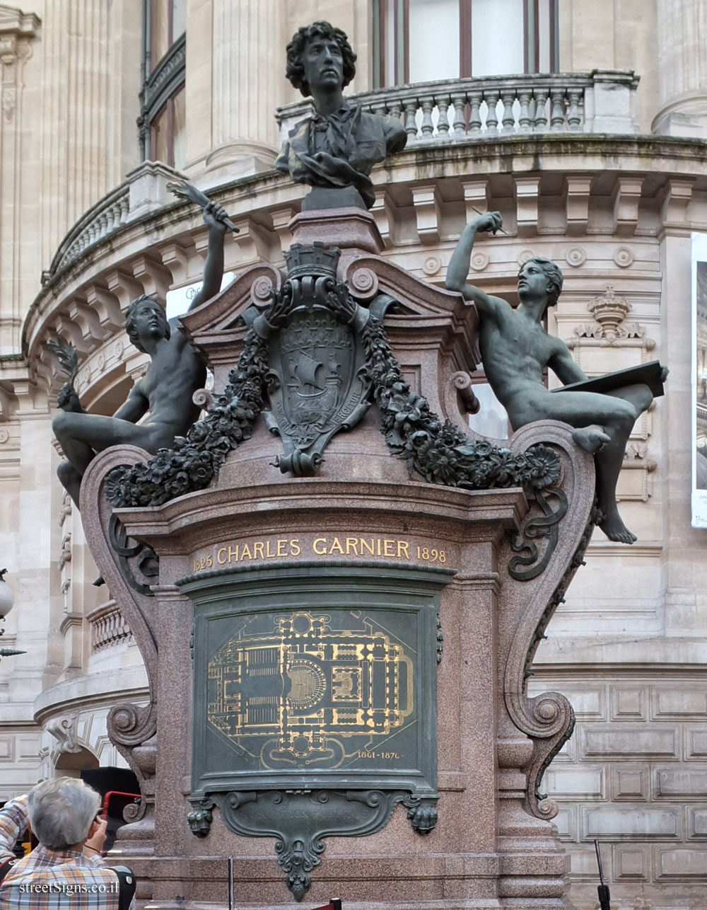 Paris - Monument to Charles Garnier in the opera building he designed
