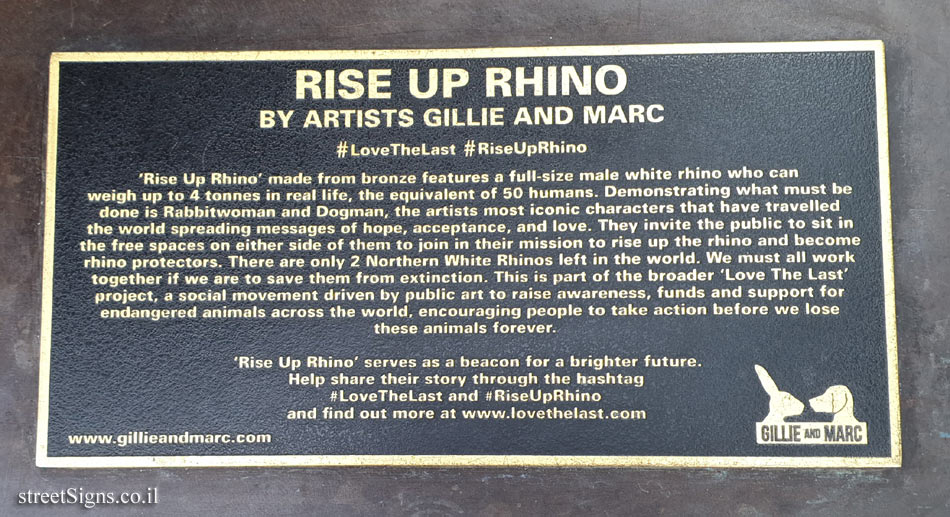 London - "Rise up Rhino" outdoor sculpture by Gillie and Marc