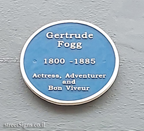 London - Memorial sign for Gertrude Fogg