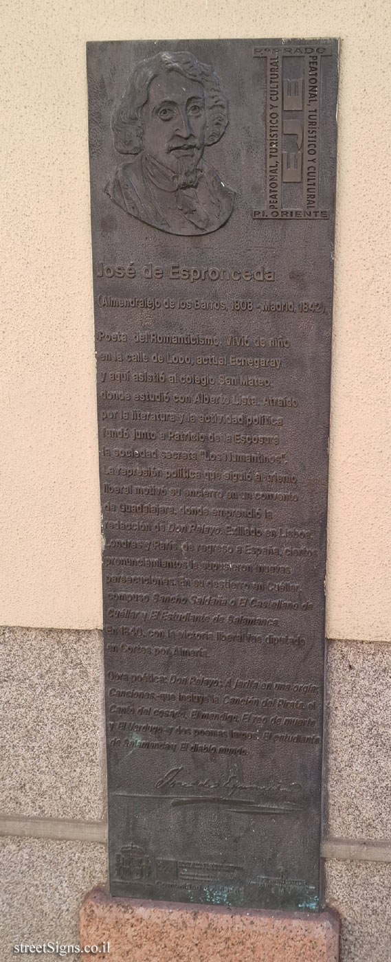 Madrid - Memorial plaque to the poet José de Espronceda