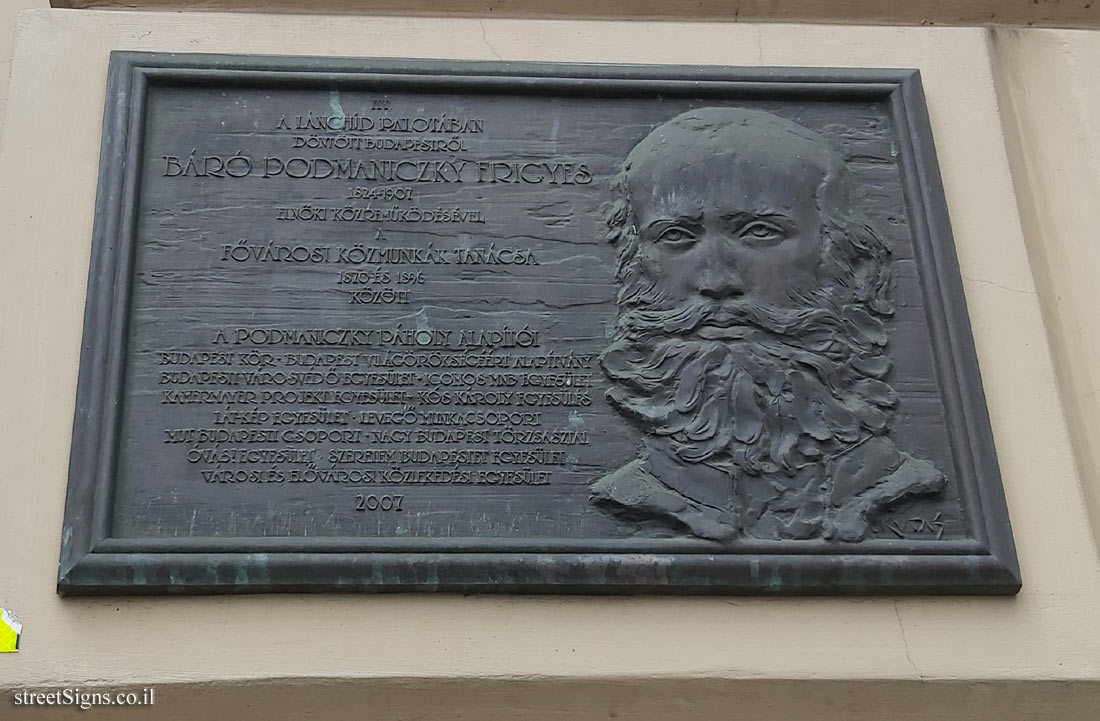 Budapest - commemorative plaque for statesman Podmaniczky Frigyes