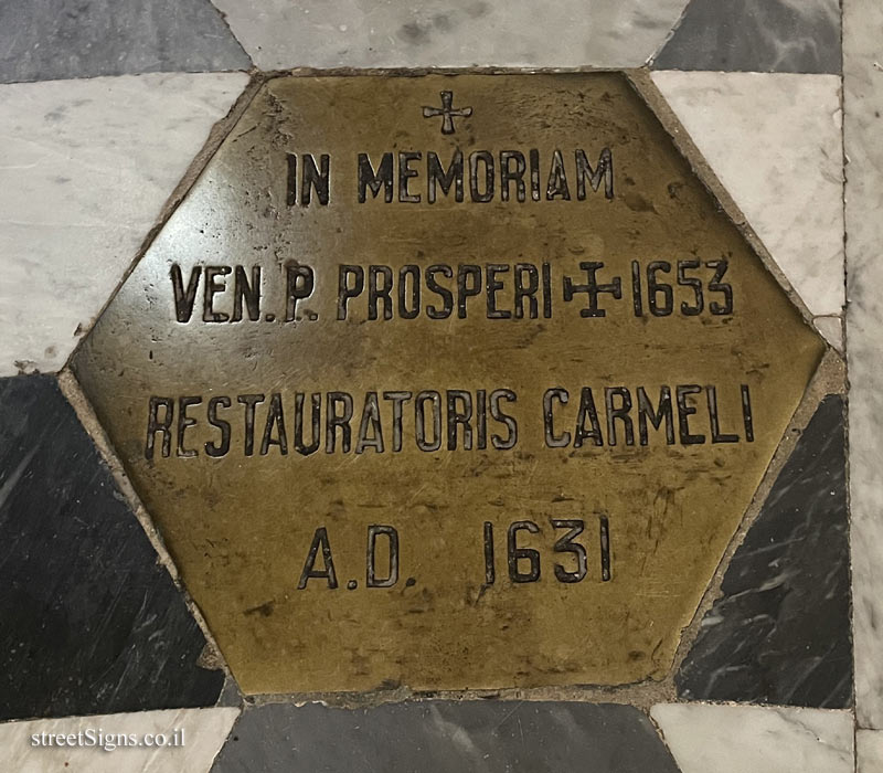 Haifa - Memorial plaque in memory of Prosper of the Holy Spirit at the Stella Maris Monastery